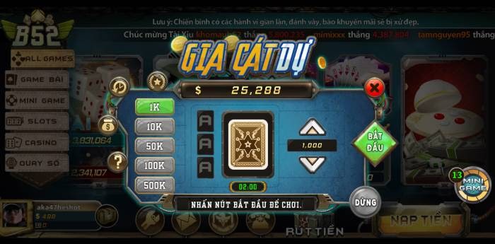 Game bài online B52 club có lượng người chơi đứng đầu VN