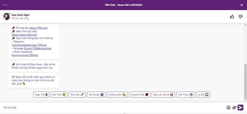 Hỗ trợ nhanh 789 Club