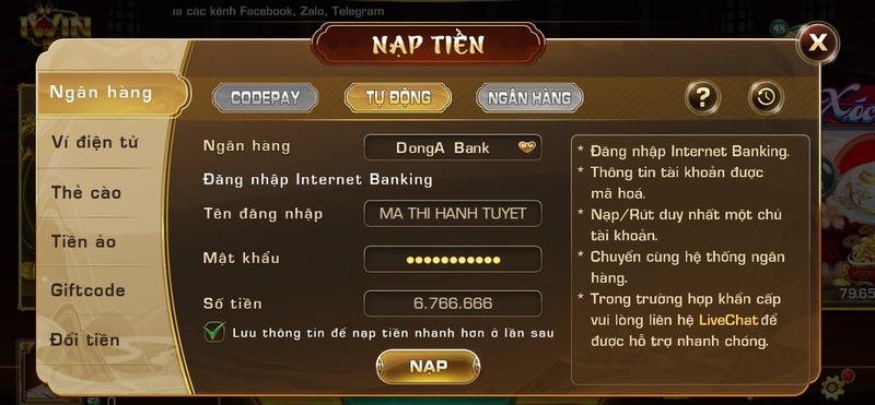 Nạp tiền Iwin Club