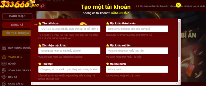 Chia sẻ cách đăng ký tài khoản thành viên nhà cái 333666