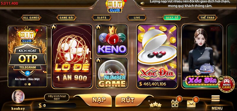 Hit Club game quay số