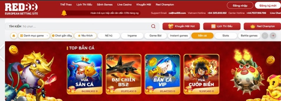 Bắn cá red88 Bắn cá thả ga trúng thưởng cực lớn