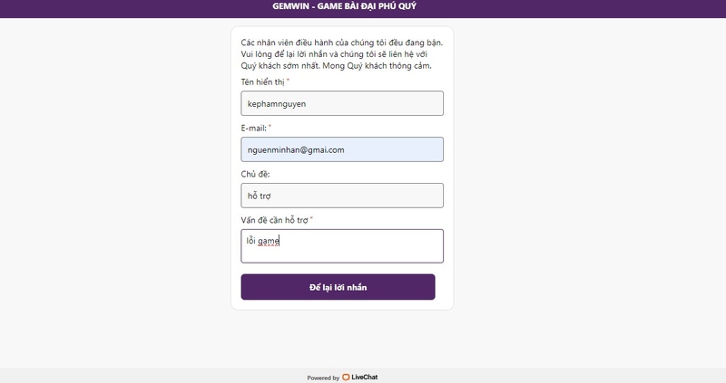 Gemwin hỗ trợ hiện đại