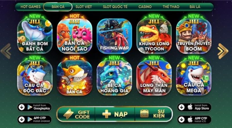 Chơi game bắn cá King Fun đổi thưởng nhận thẻ cào, tiền mặt
