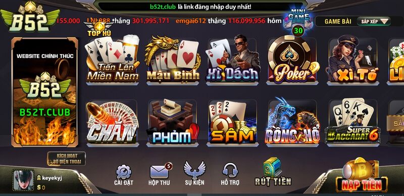 B52 tha hồ chọn game