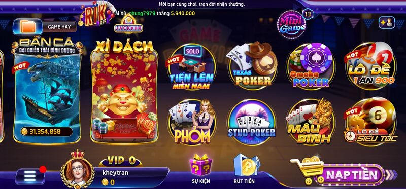 Trò chơi cá cược RikVip