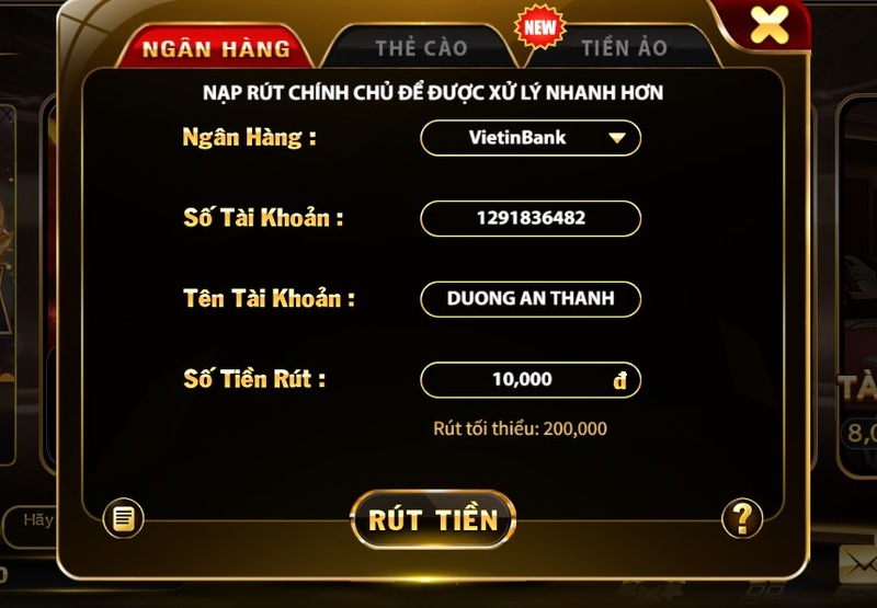 Thực hiện rút tiền Top88