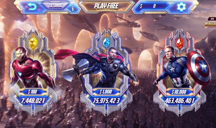Giao diện chơi game slots Avengers Gemwin tại cổng game hàng đầu