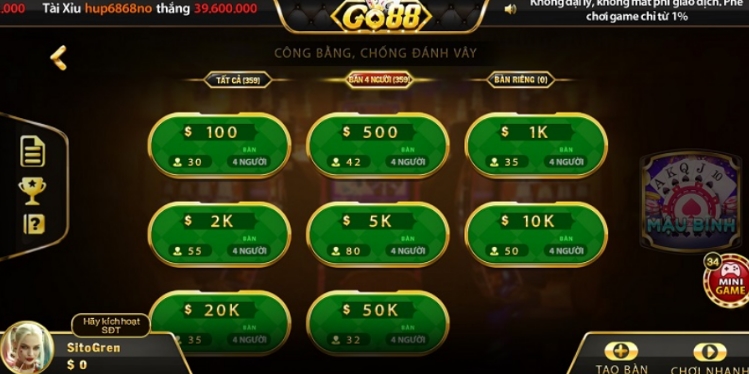 Tổ hợp bài đặc biệt tại Mậu Binh Go88 mà người chơi cần biết