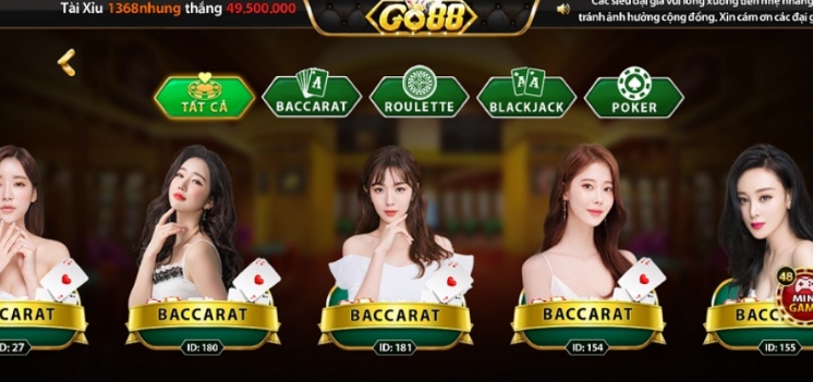 Sòng bài trực tuyến gồm 4 tựa game nổi tiếng