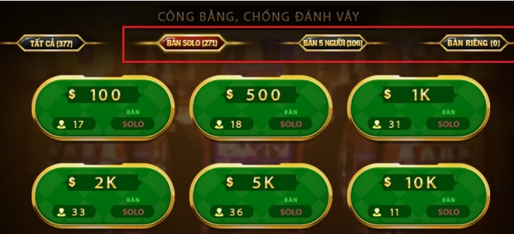 Có bao nhiêu loại bàn cược tại thể loại game đánh bài Sâm Go88?