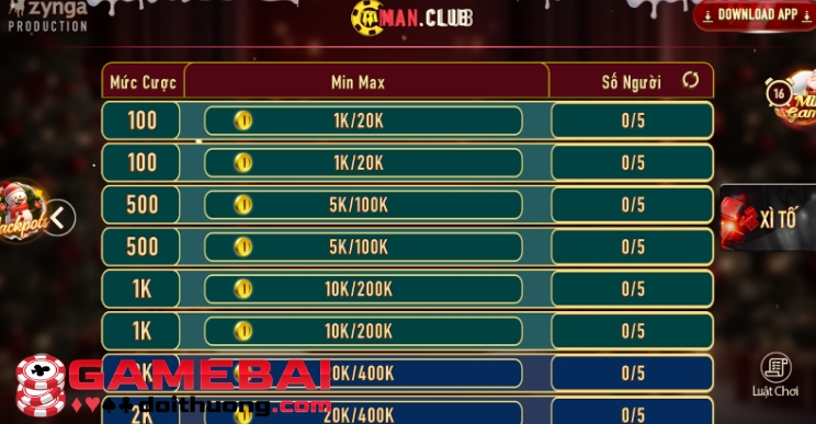 Giao Diện Dễ Dùng: Xì Tố Man Club