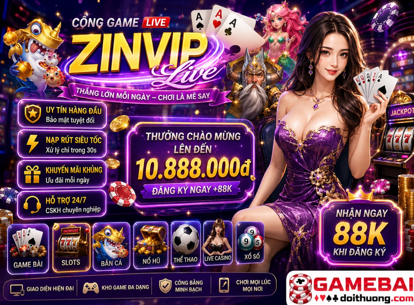 ZinVip Live – Đẳng cấp game quay hũ ăn tiền lớn